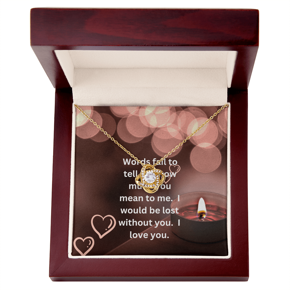 Gold Love Knot Pendant with Message Card