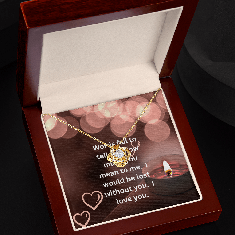 Gold Love Knot Pendant with Message Card